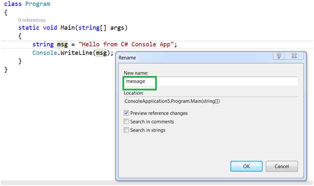 Visual Studio 2013 Refactor